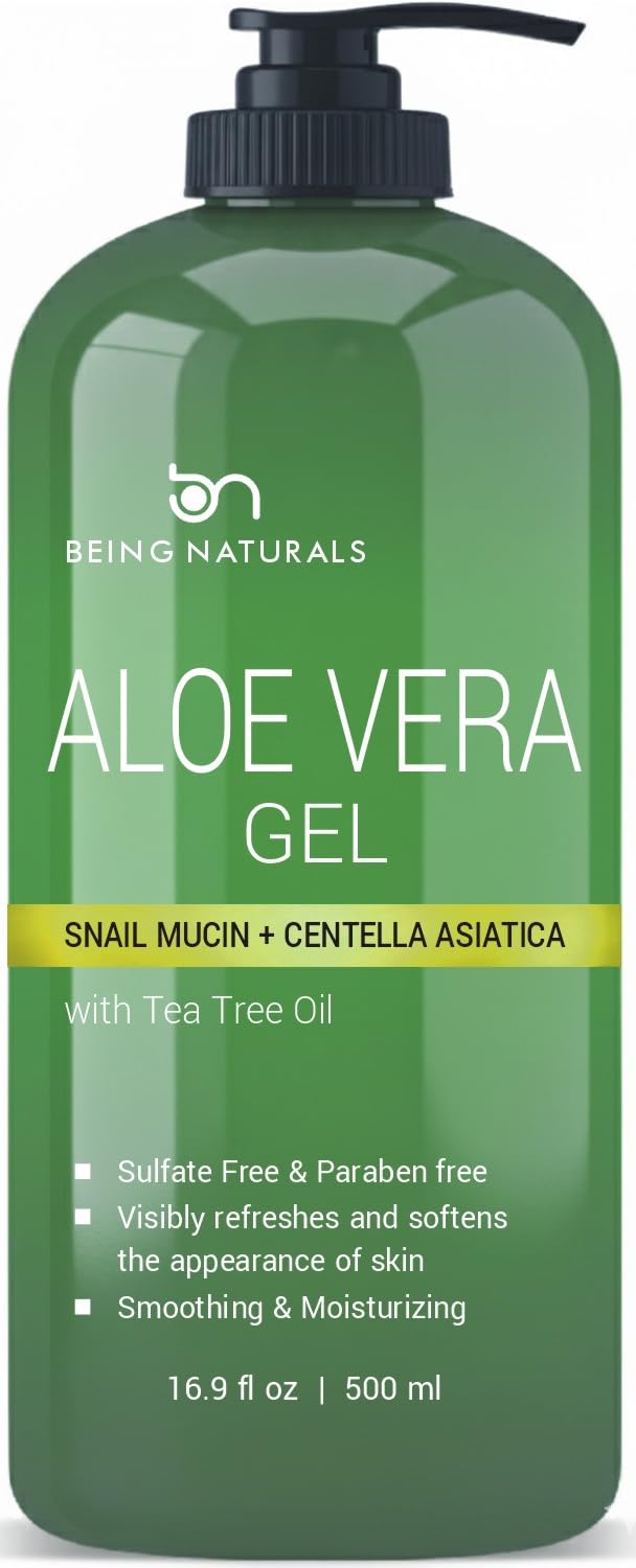 Being Naturals Aloe Vera Gel bottle pour for instant hydration and smooth skin.