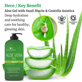 Being Naturals Aloe Vera Gel texture closeup showing non-sticky finish for daily use.