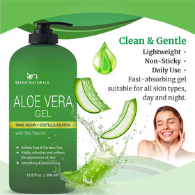 Being Naturals Aloe Vera Gel used on body and hair for versatile moisture.
