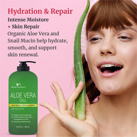 Being Naturals Aloe Vera Gel used on face for lightweight hydration and quick absorption.