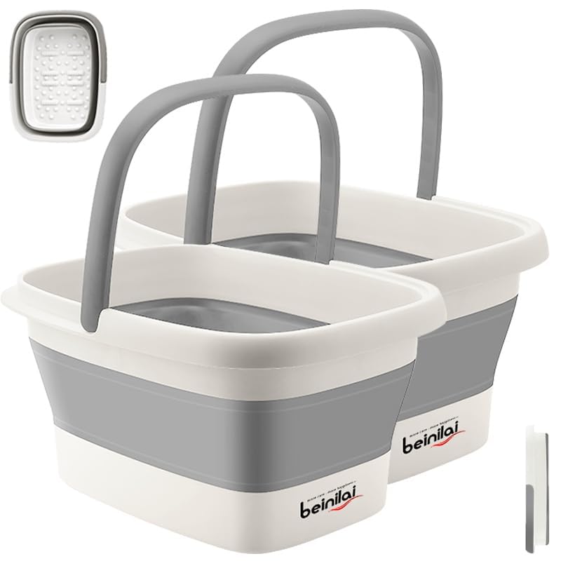 Beinilai foot spa tub open with handles for easy travel and transport.