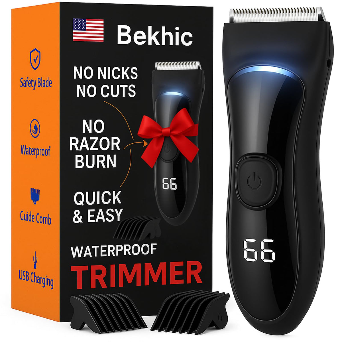Bekhic Manscape with LED spotlight for precise grooming in any lighting