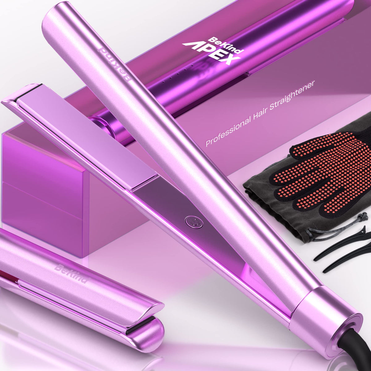 Bekind Apex 1in straightener closeup for smooth styling at home