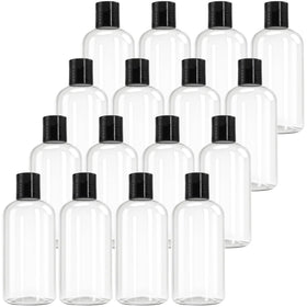 Bekith 16-pack 8oz clear bottles with disc-top caps, easy dispensing