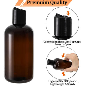 Bekith 8oz amber bottle closeup showing UV protection and durability.