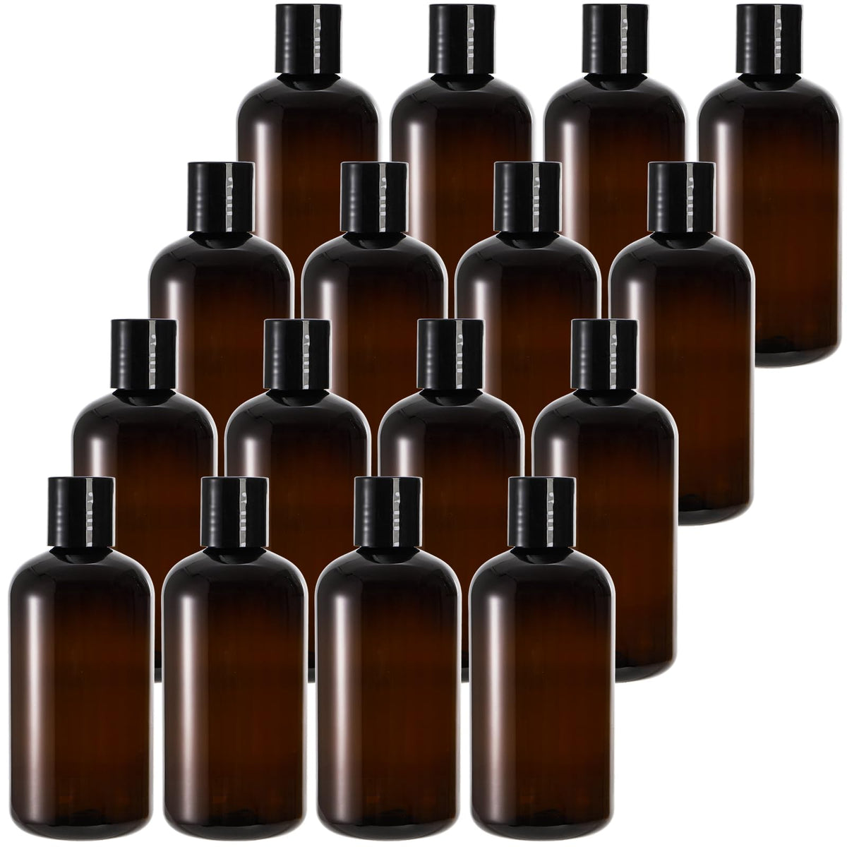 Bekith 8oz amber squeeze bottle with disc cap front view for travel storage.