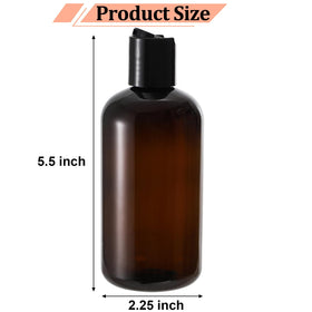 Bekith 8oz amber bottle with disc cap top view, easy controlled dispensing.