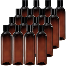 Bekith amber 8oz bottle with disc-top cap for precise shampoo dispensing.