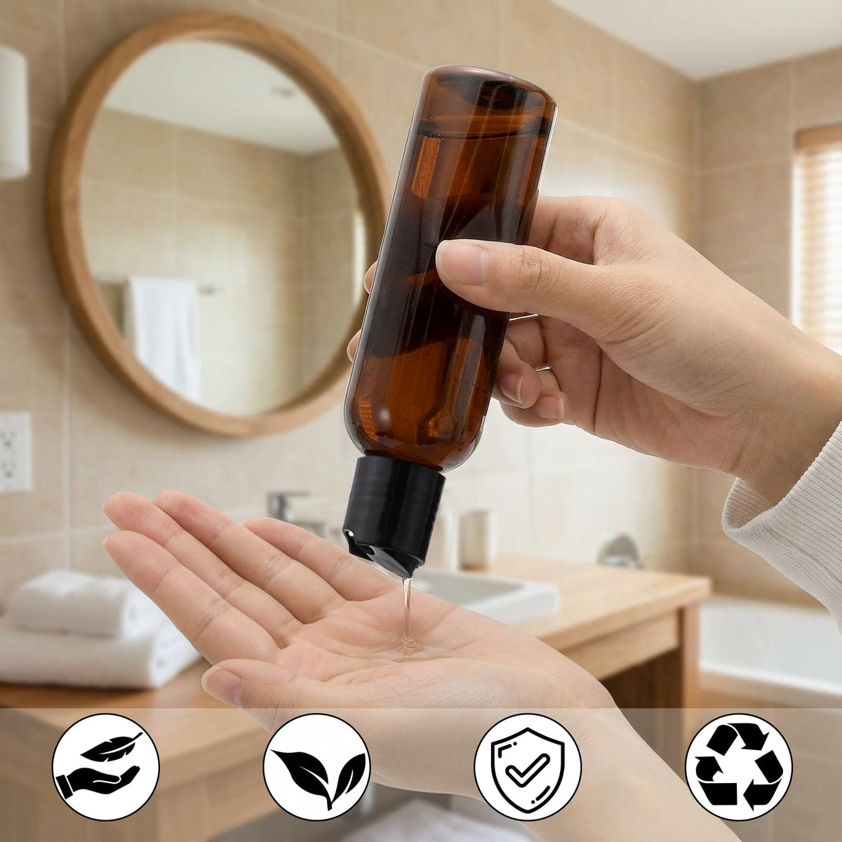 Bekith 4oz bottles with flip-cap lids offer controlled dispensing.
