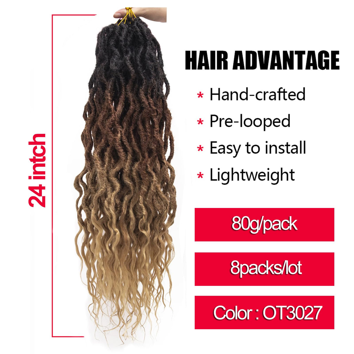 BEkjdiof goddess faux locs crochet hair with textured look.