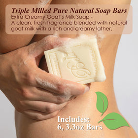BELA goat milk soap pack with 12 bars shows premium French milled texture
