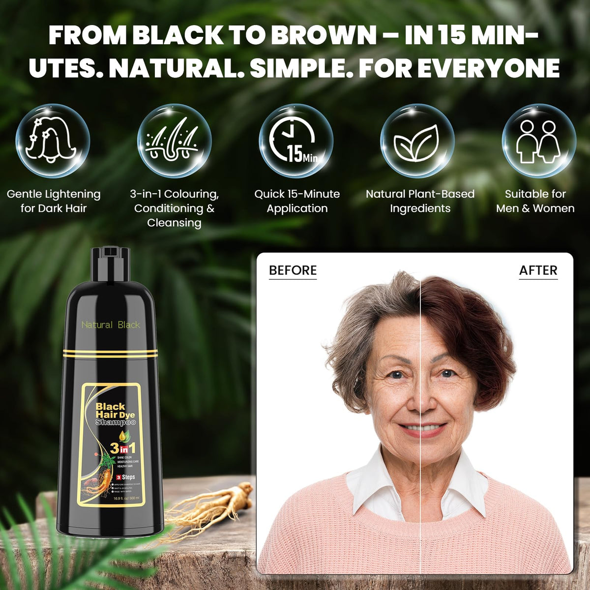 BELEZALIB natural plant ingredients close-up highlighting polygonum multiflorum and ginseng nourishment.