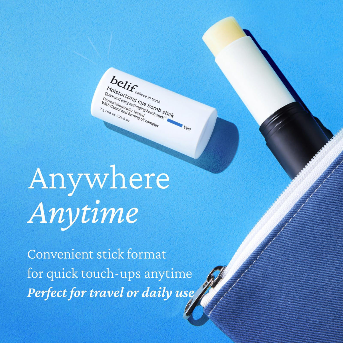 Belif Moisturizing Eye Bomb Stick enriched with Shea Butter for nourishment.