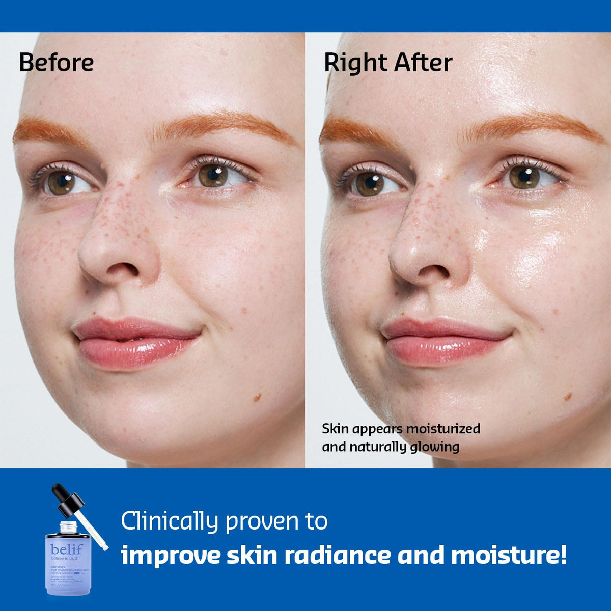 belif Hyaluronic Serum texture closeup showing lightweight absorption