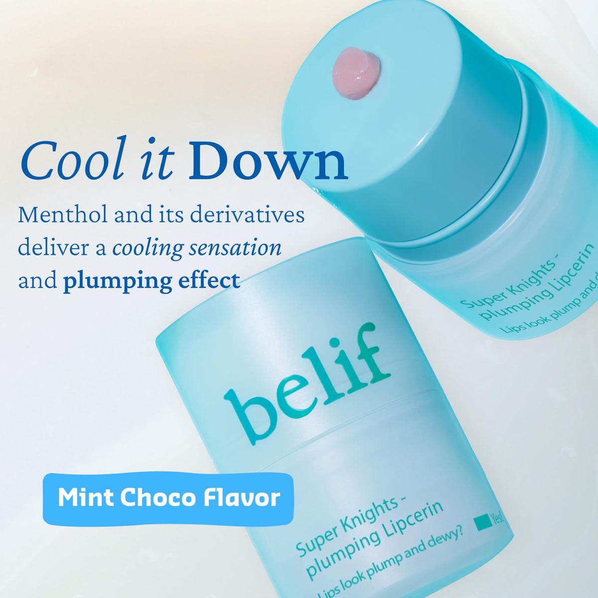 Belif Lipcerin balm texture swatches reveal even coverage.