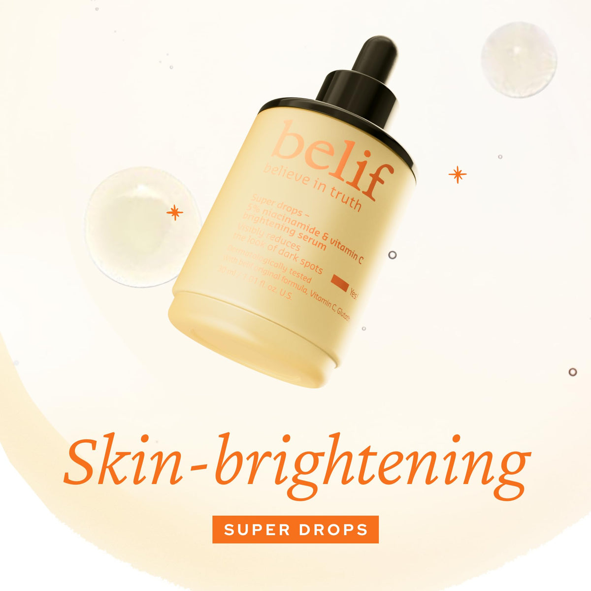 belif Niacinamide 5% & Vitamin C Serum texture shows smooth, fast absorption.