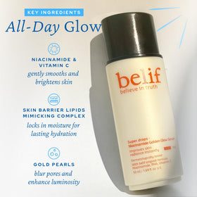 Belif Vitamin C Golden Glow Serum silky texture delivering dewy finish.