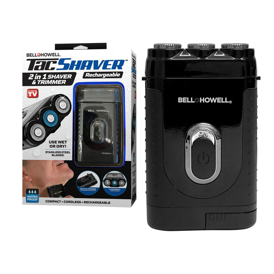 Bell+Howell Tac Shaver compact design for travel and everyday use.