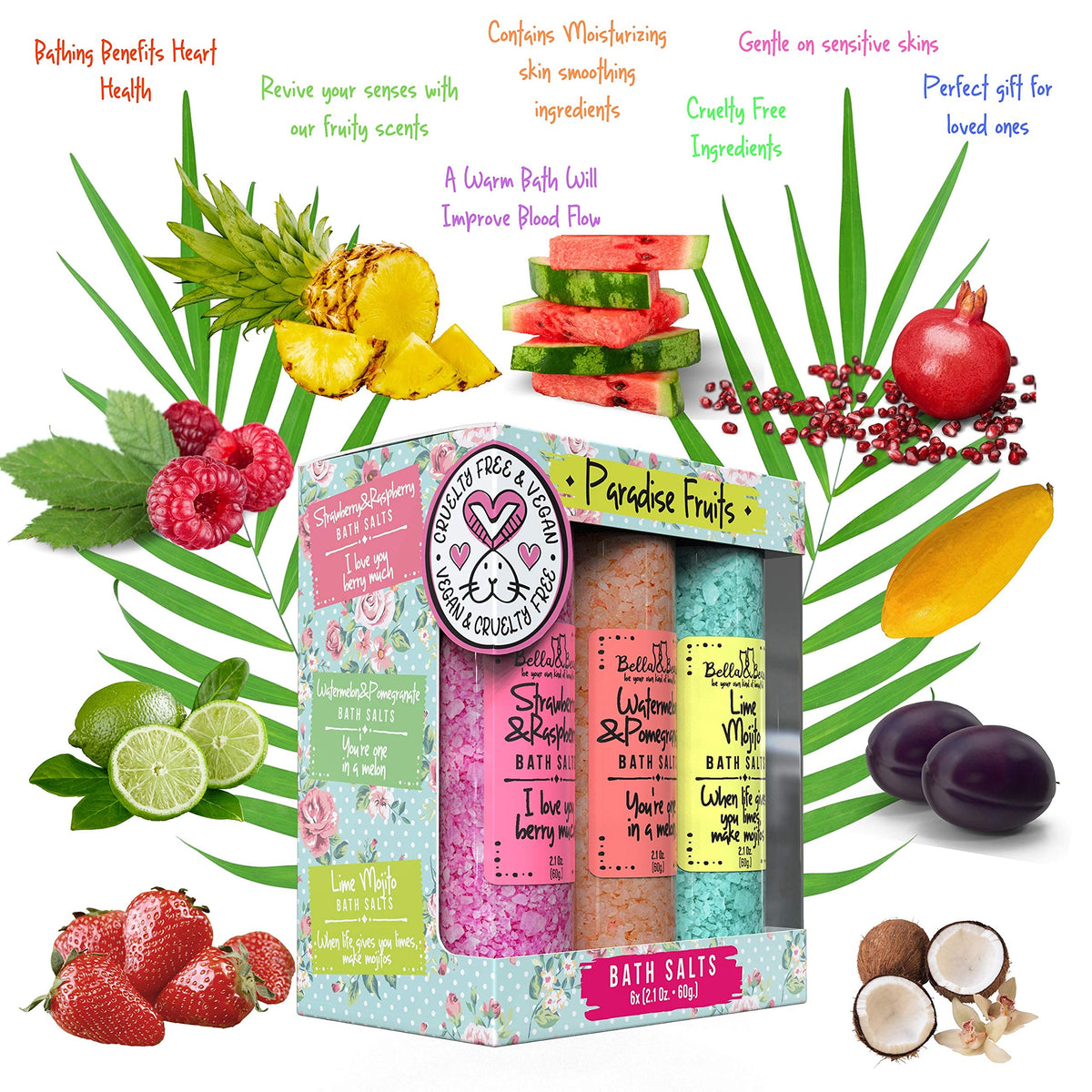 Uplifting fruity scents fill the bathroom during bath time