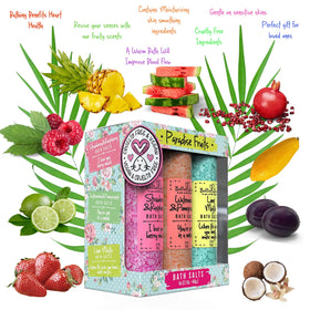 Uplifting fruity scents fill the bathroom during bath time