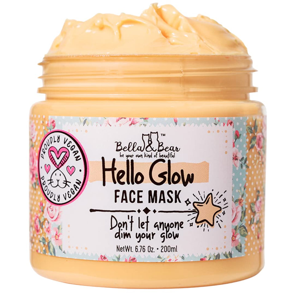 Bella and Bear Hello Glow mask jar ready for at home pampering