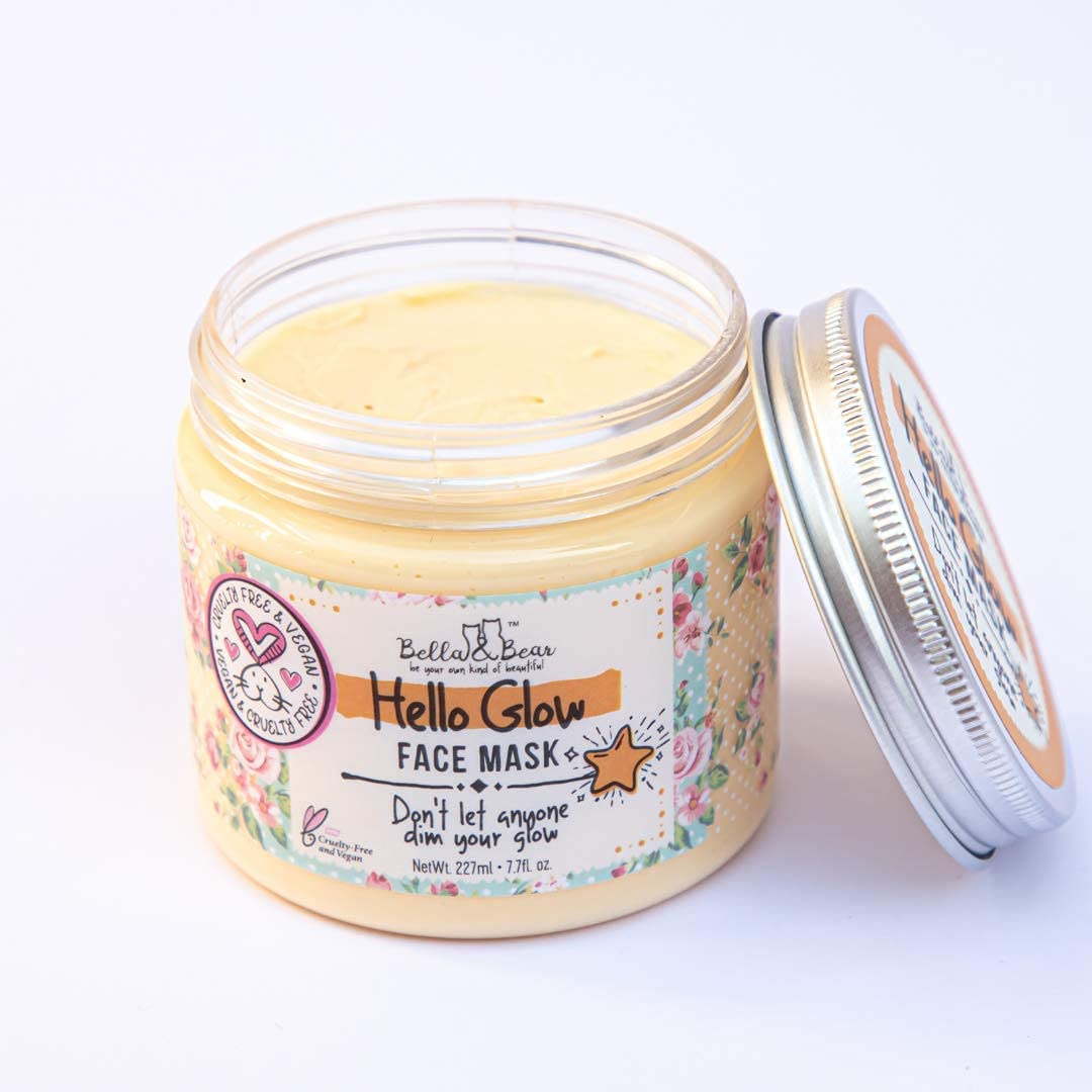 Spa-like application scene with Hello Glow mask ready for use