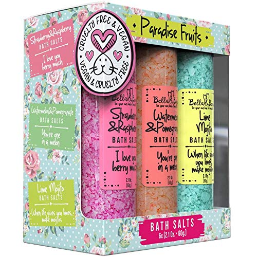 Bella & Bear Paradise Fruits bath salts six-pack ready for gifting and relaxation