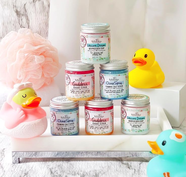 Bella and Bear Spa Gift Set skincare collection close-up with vibrant colors