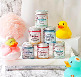 Bella and Bear Spa Gift Set skincare collection close-up with vibrant colors