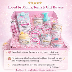 Bella and Bear Spa Gift Set travel-size bottles shown for on-the-go care