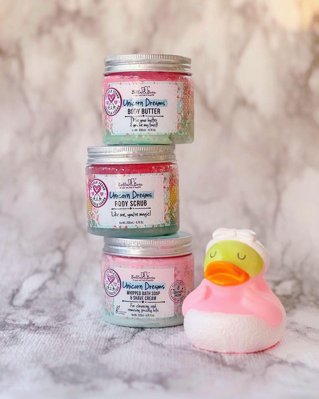Bella and Bear Spa Gift Set unboxed moment signaling a joy-filled routine