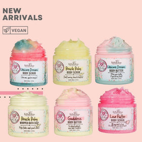 In-shower use of Bella & Bear Unicorn Dream Body Scrub during circular massage.