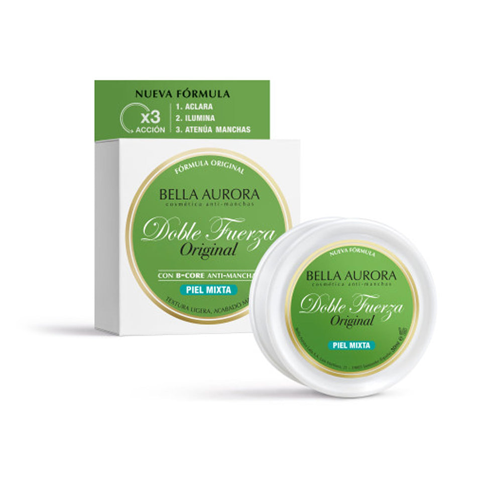BELLA AURORA Double Strength Cream front packaging highlights anti-stain formula.