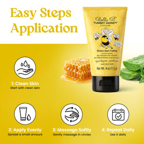 Cocoa and shea butter ingredients in Bella B Tummy Honey Cream nourish skin