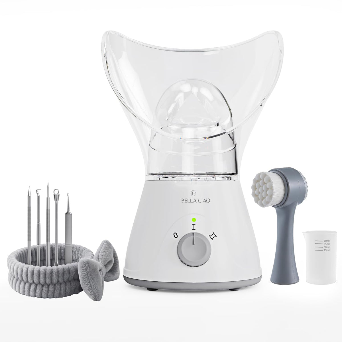 Bella Ciao 11-piece steamer set displayed for home spa and deep cleansing routines.