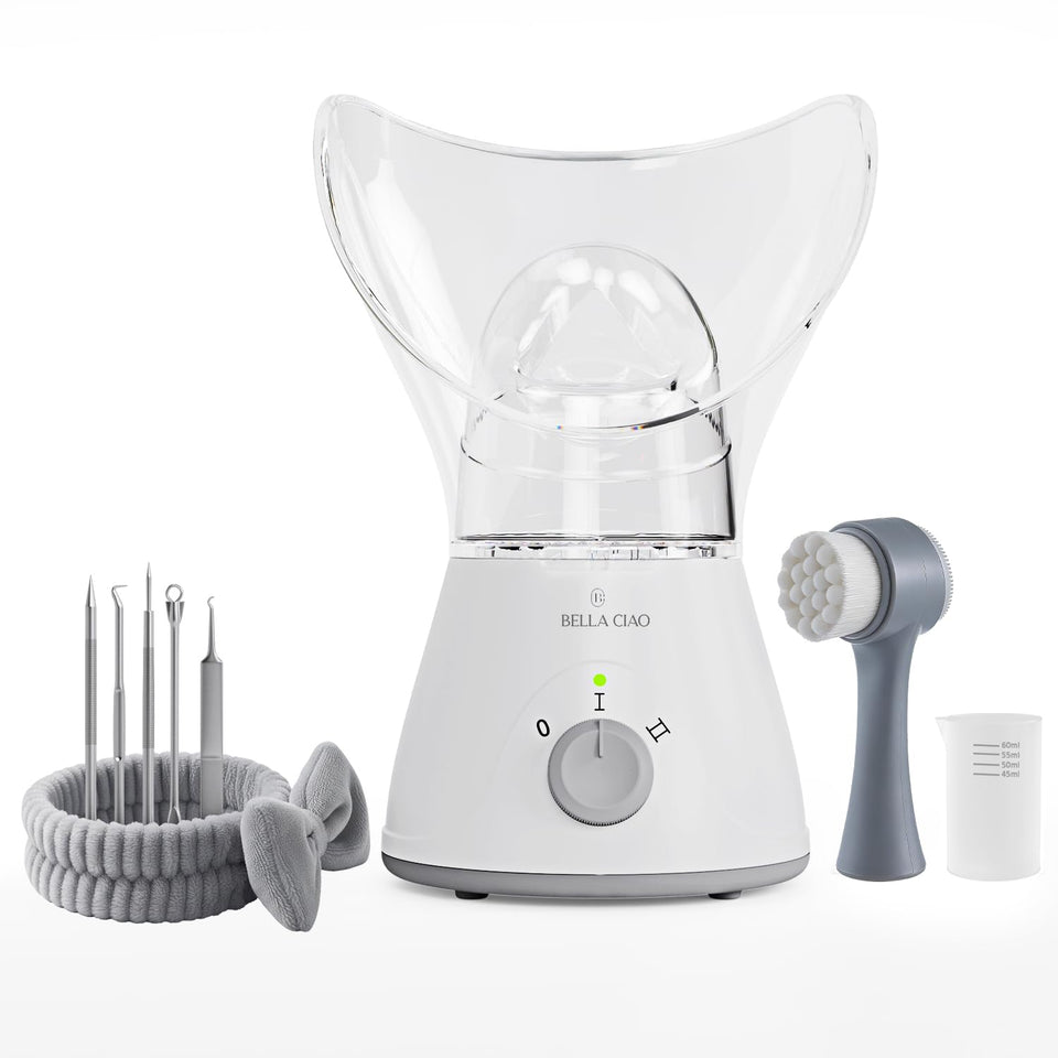 Bella Ciao 11-piece steamer set displayed for home spa and deep cleansing routines.
