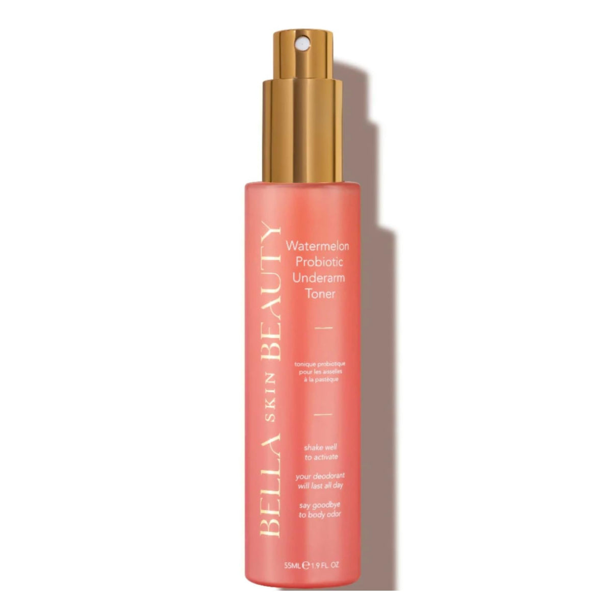 Bella Skin Beauty Underarm Toner bottle with honeysuckle and peony for gentle refreshment after shaving