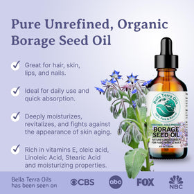Pouring Bella Terra Oils borage seed oil reveals nourishing texture