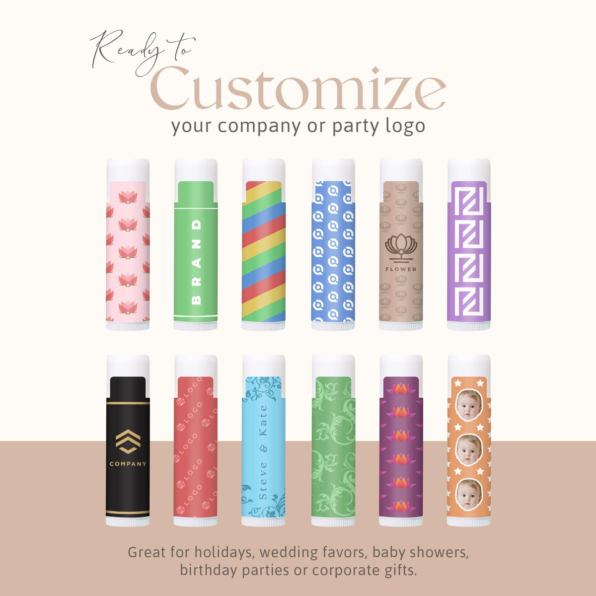 Belladonna cherry lip balm tube ideal for promotional gifts and weddings.