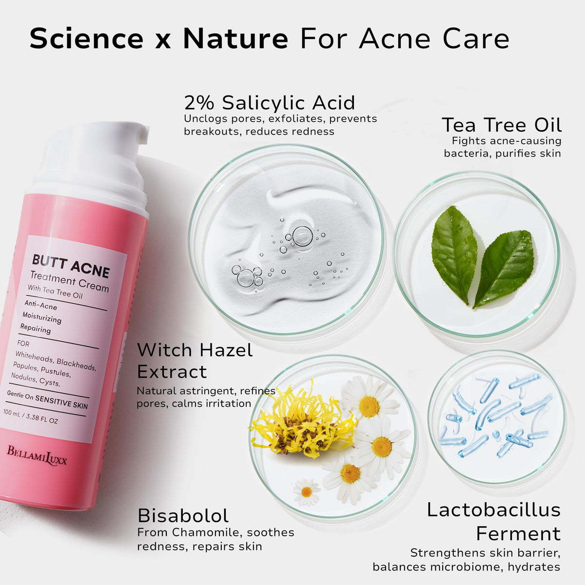 BellamiLuxx butt acne routine image demonstrates daily care