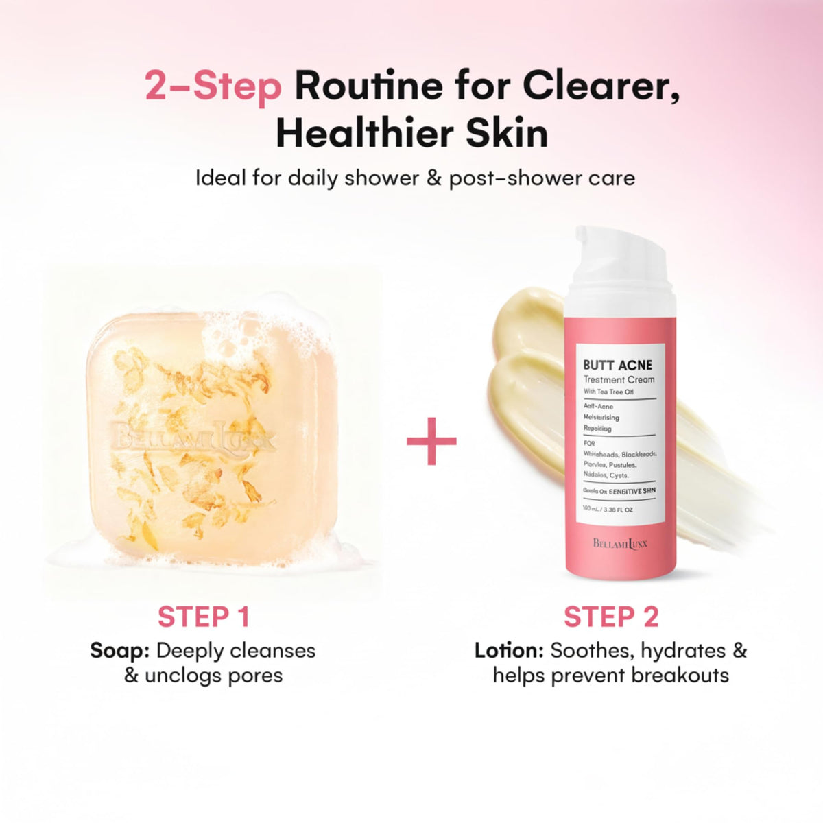 BellamiLuxx butt acne soap bar bubbles indicating cleansing action
