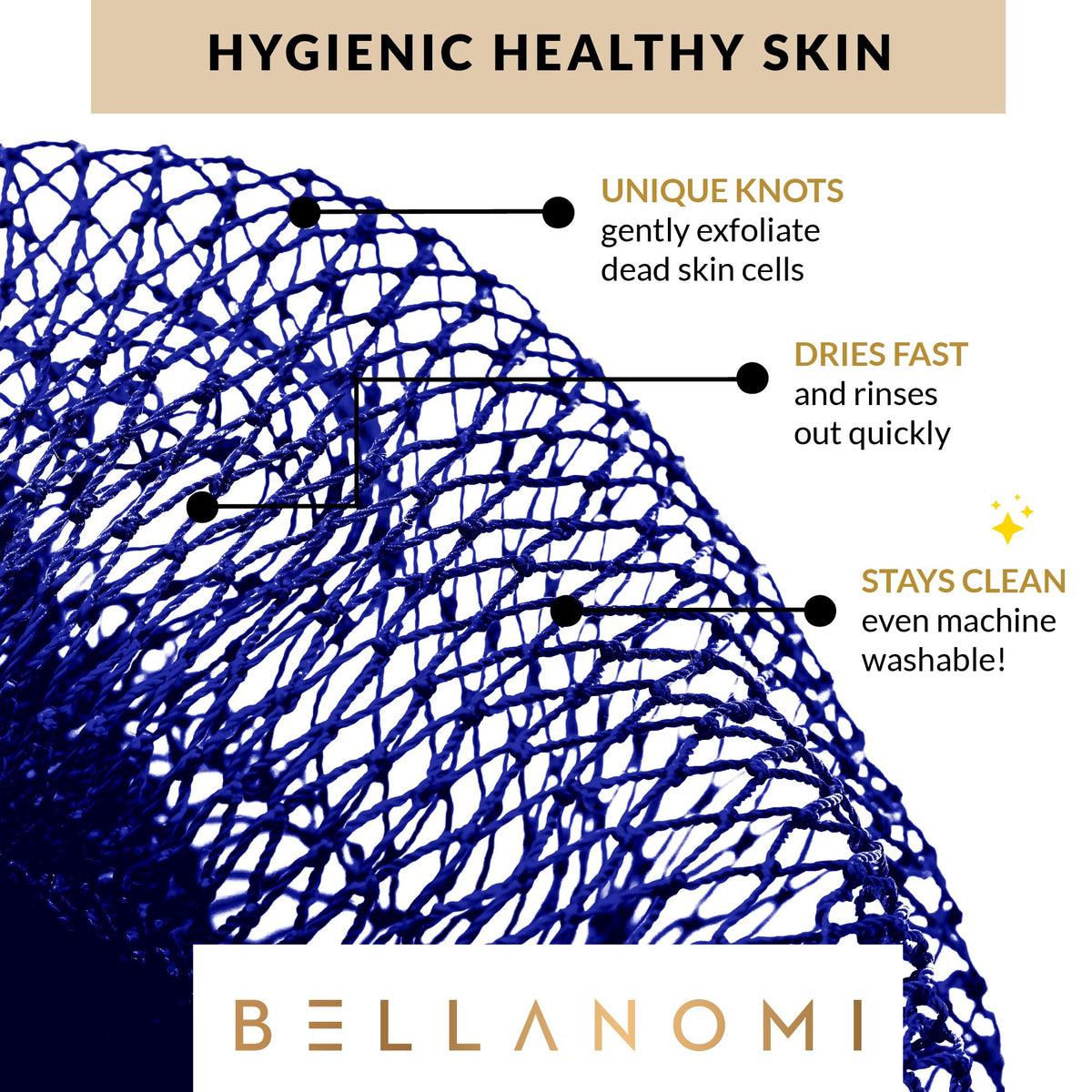 Bellanomi blush African net sponge for gentle exfoliation and spa-like lather