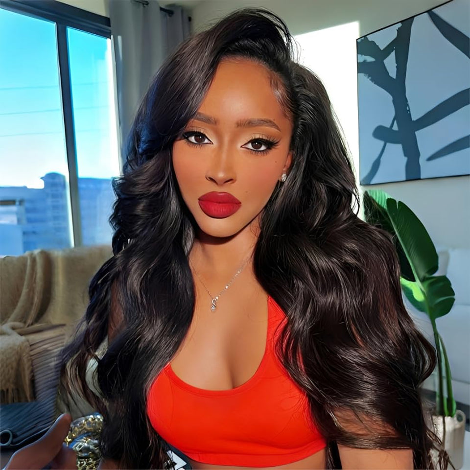 Bellarayine 16-inch body wave half wig with cap for natural daily wear.