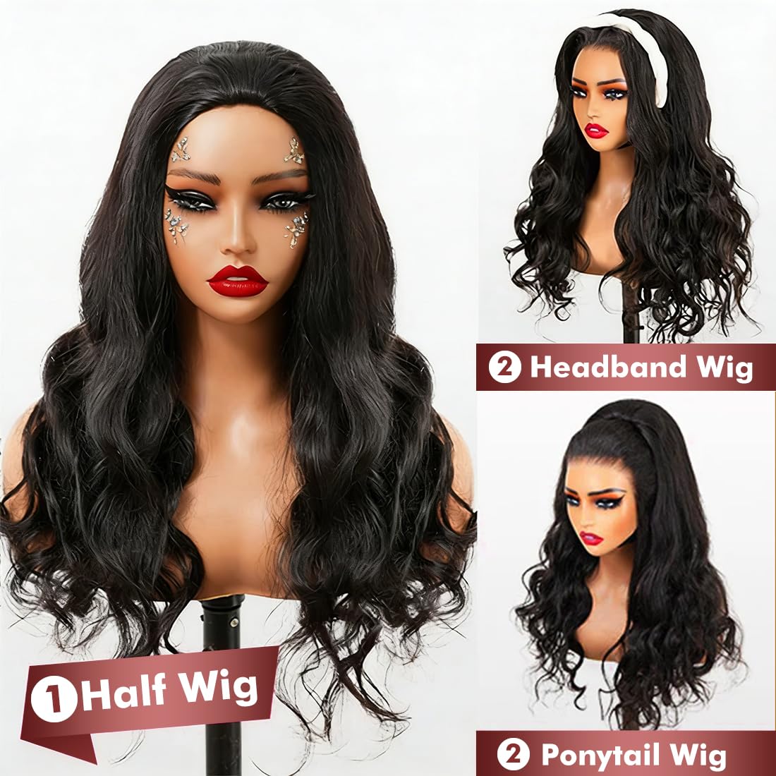 Bellarayine half wig with ponytail option for high-ponytail looks.