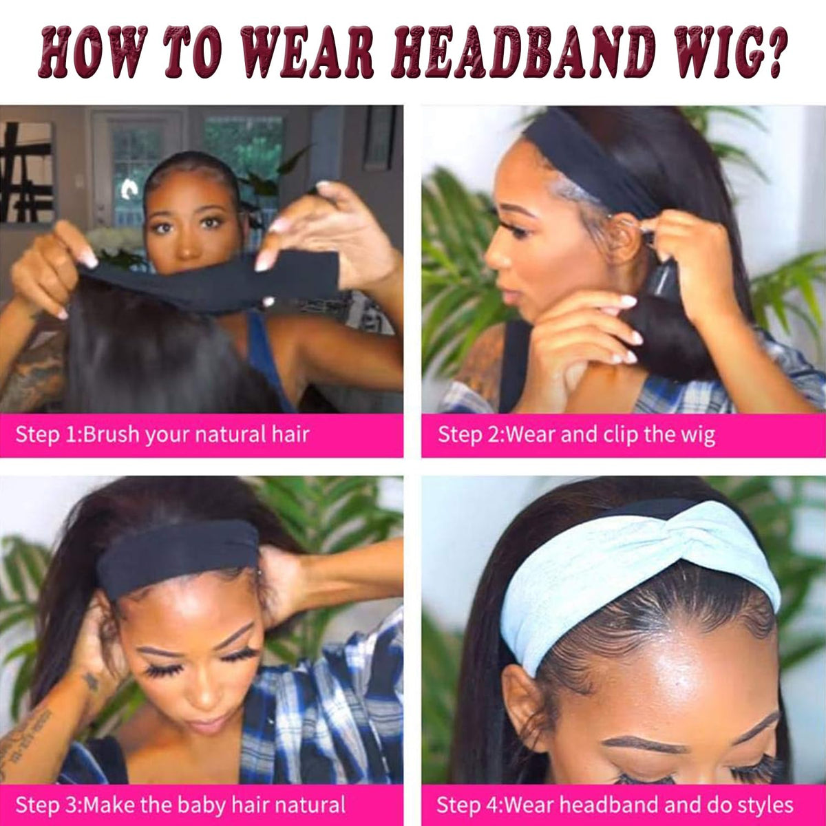 Bellarayine headband wig back view highlighting adjustable cap and security