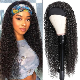 Bellarayine headband wig deep wave front view shows natural shine and versatile styling