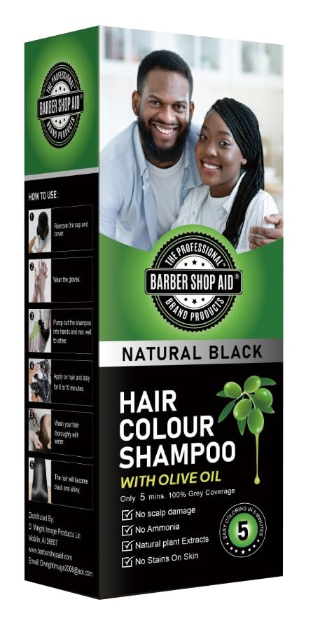 Bellaria Beauty Supply Barber Shop Aid Hair Colour Shampoo Natural Black bottle for color refresh