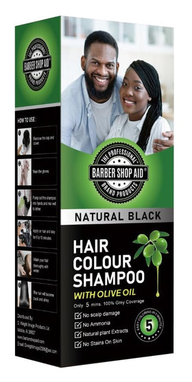 Bellaria Beauty Supply Barber Shop Aid Hair Colour Shampoo Natural Black bottle for color refresh