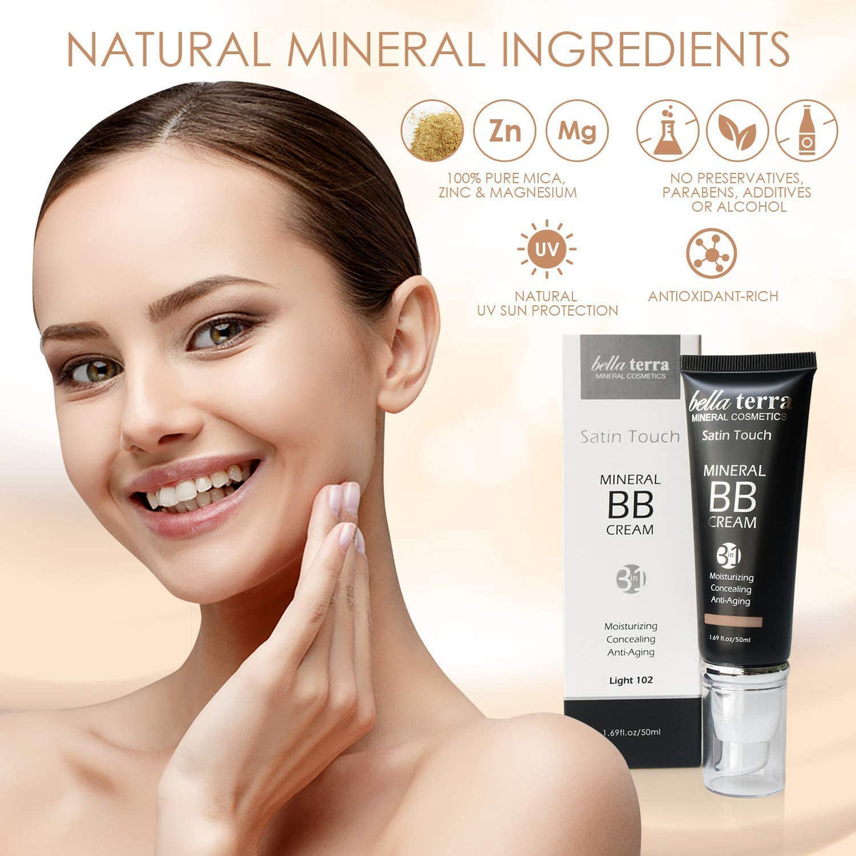 Bellaterra BB Cream Light 102 shade-light-102 matches fair skin tones