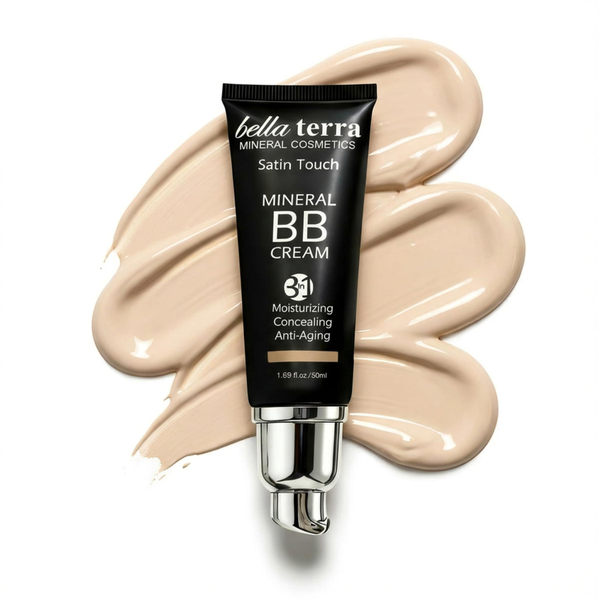Bellaterra Cosmetics BB Cream bottle showing smooth matte finish for daily wear